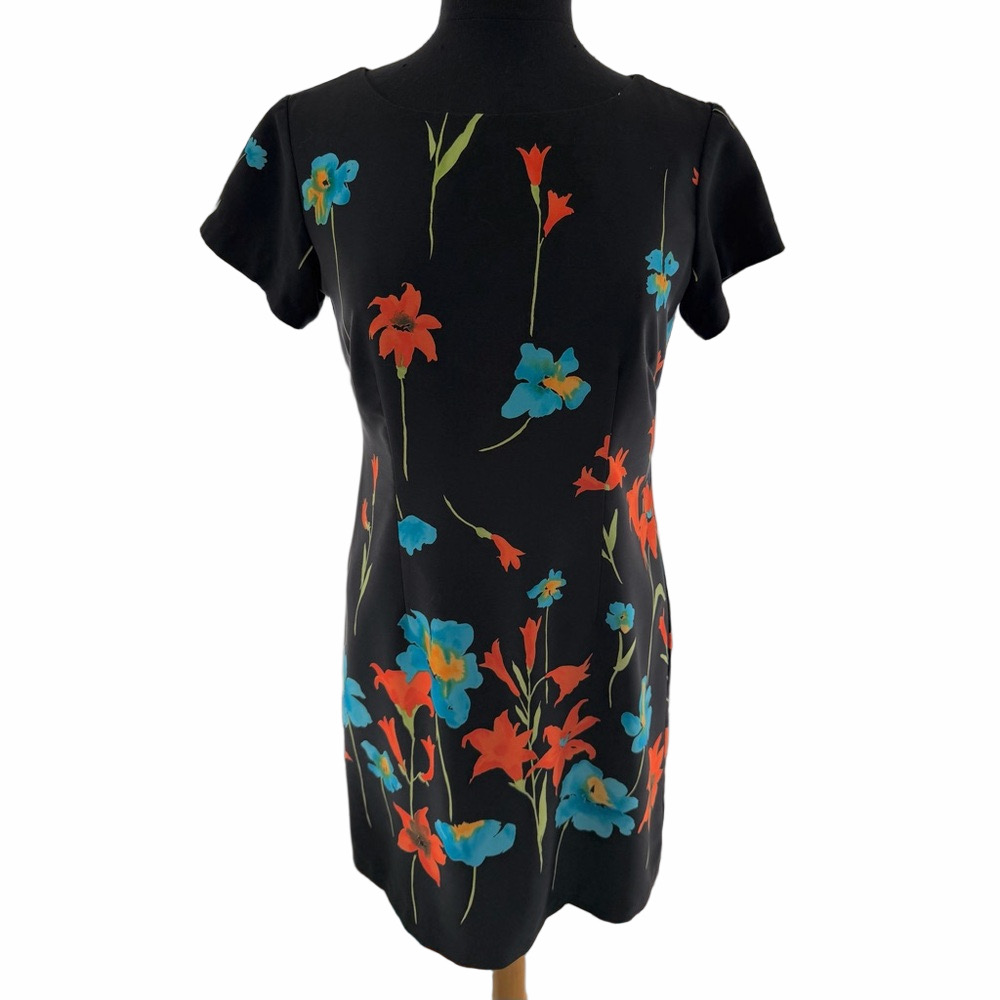 Rabbit Rabbit Rabbit Floral Scoop Neck Short Sleeve Dress Black Size 8P EUC